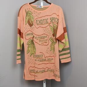 Vintage Crisca Made in Western Germany “Exotic Spices” Graphic Sweater Size 36